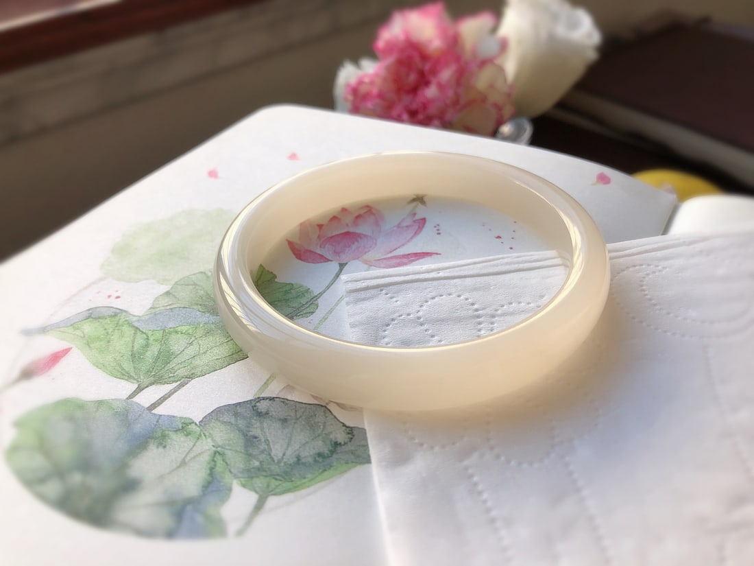 Inside Diameter 60.8mm Hetian Jade Bracelet - 2