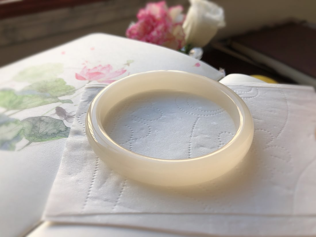 Inside Diameter 60.8mm Hetian Jade Bracelet - 5