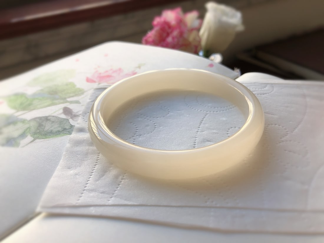 Inside Diameter 60.8mm Hetian Jade Bracelet - 6