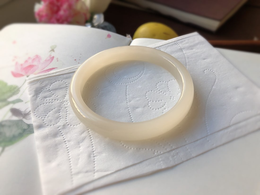 Inside Diameter 60.8mm Hetian Jade Bracelet - 7