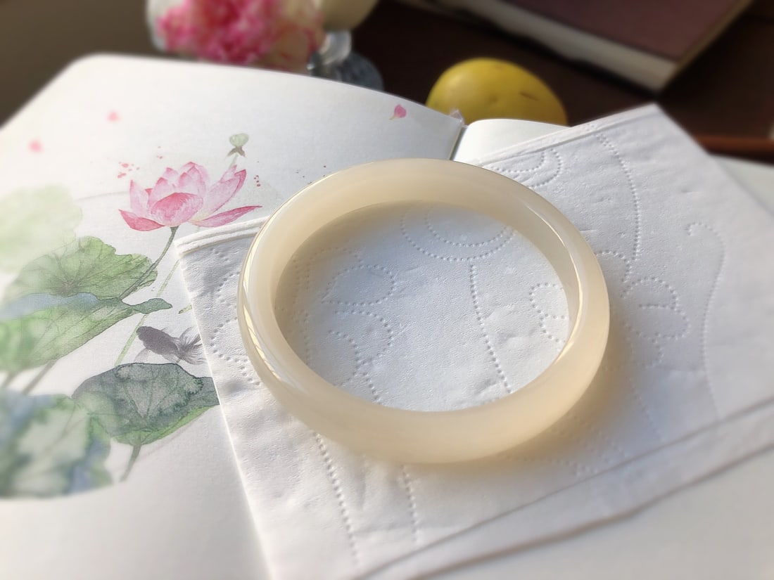 Inside Diameter 60.8mm Hetian Jade Bracelet - 8