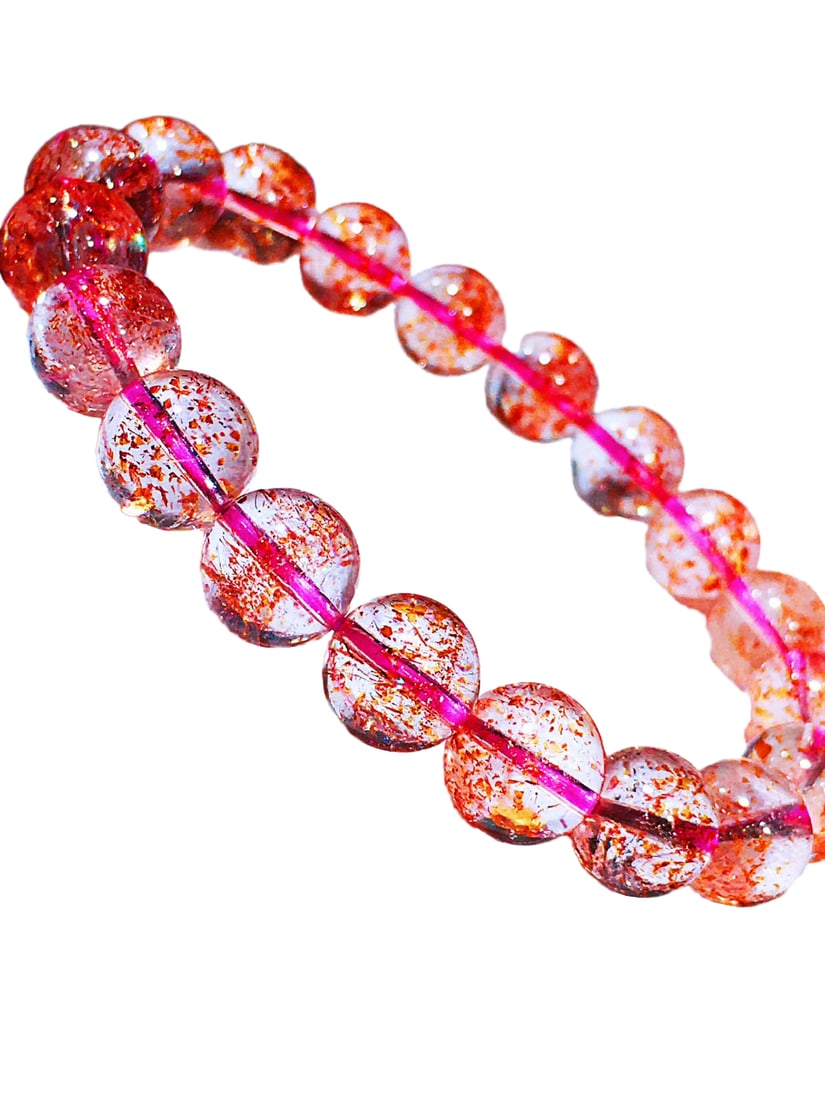 Hand Woven Crystal Beads Bracelet: Hand Woven Crystal Beads Bracelet.Rare Gold Strawberry Crystal Bracelet, sparkling and gleaming, with vibrant, excellent color. The crystals are translucent, moist, and plump.Dimension: 10 (mm) 0.39 (