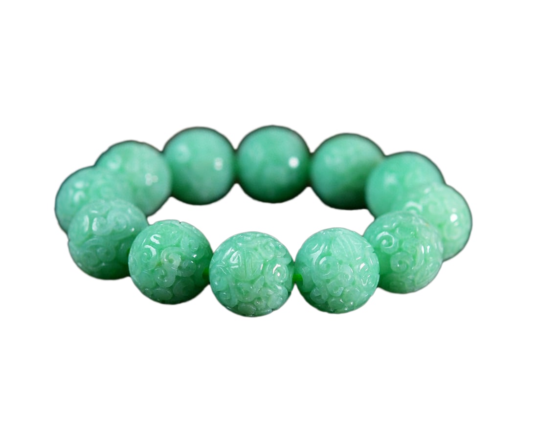 Hand Woven 18mm Jadeite Beads Bracelet (1 of 7)