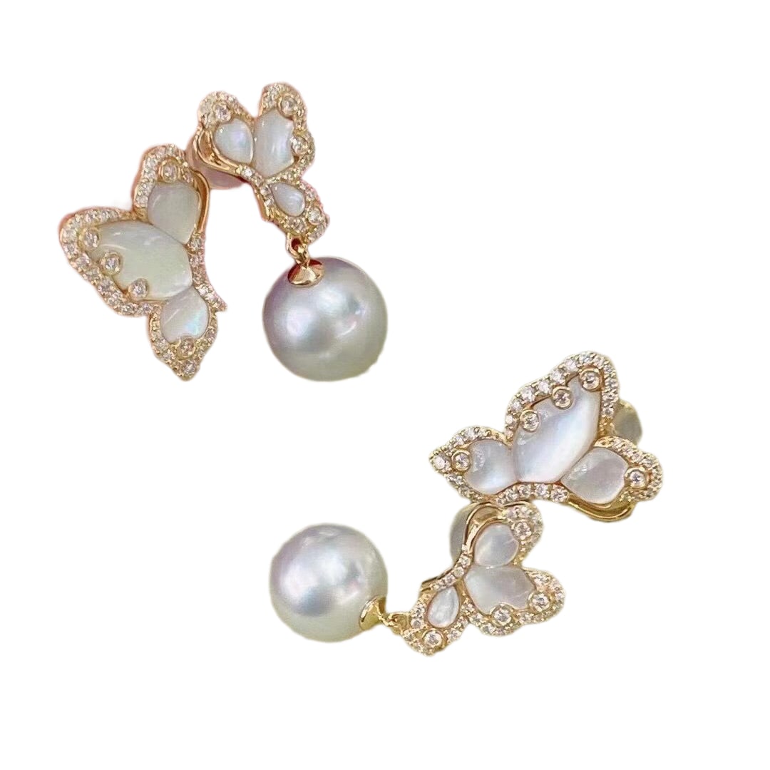 A Pair 925 Silver Inlay Pearl Earrings: A Pair 925 Silver Inlay Pearl Earrings