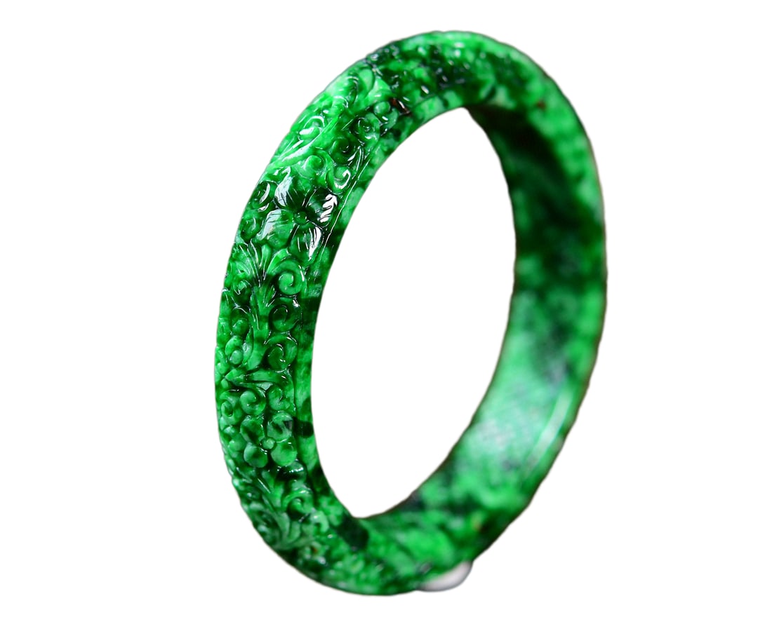 Inside Diameter 56mm Green Jadeite Bracelet (1 of 7)