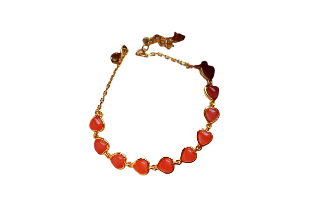 925 Silver Plated Gilt Gold Inlay Nanhong Agate Beads Bracelet: 925 Silver Plated Gilt Gold Inlay Nanhong Agate Beads BraceletDimension: 6 (mm) 0.23 (inches)