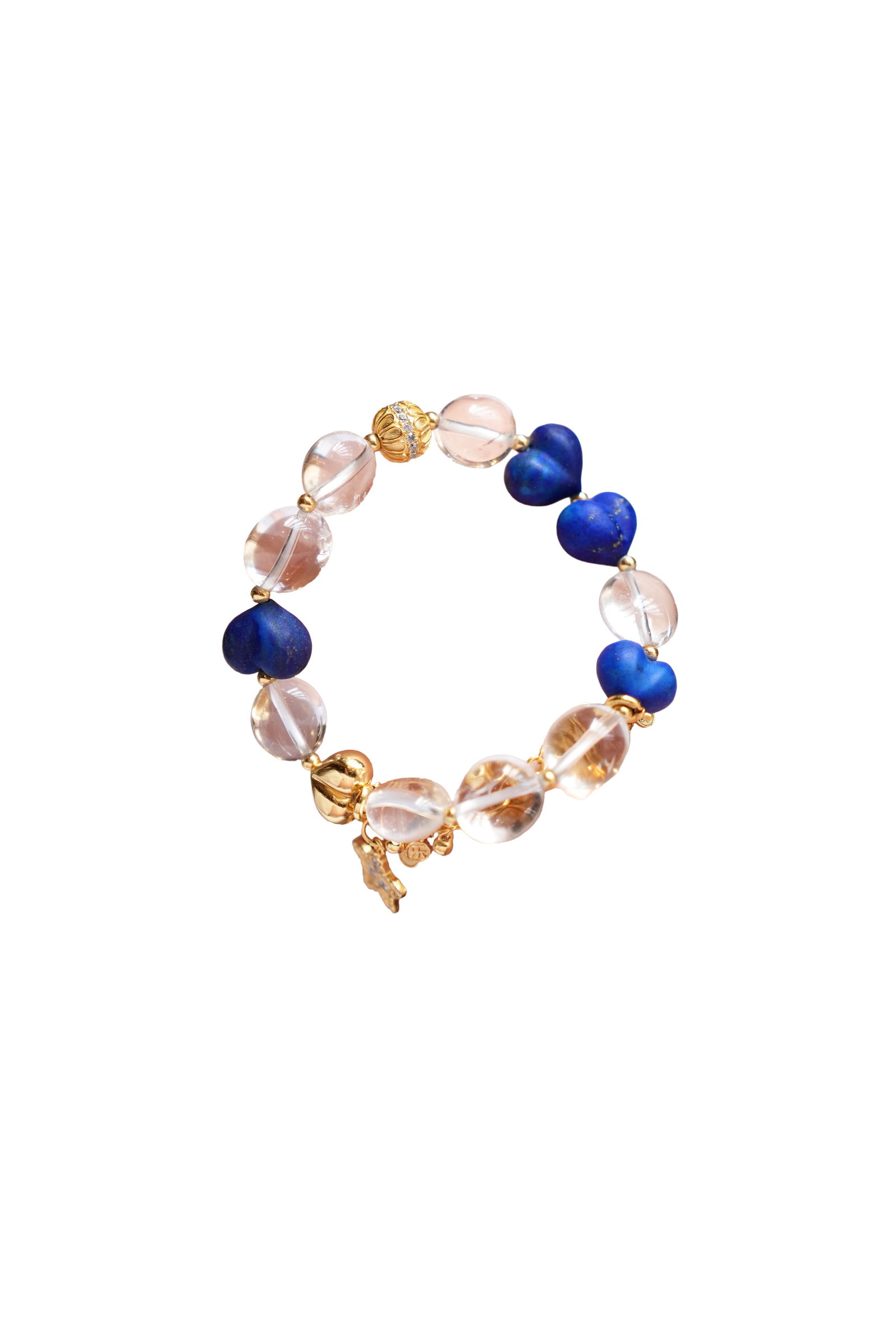 Hand Woven Lapis Lazuli & White Crystal Beads Bracelet: Hand Woven Lapis Lazuli & White Crystal Beads BraceletDimension: 12-14 (mm) 0.47-0.55 (inches)