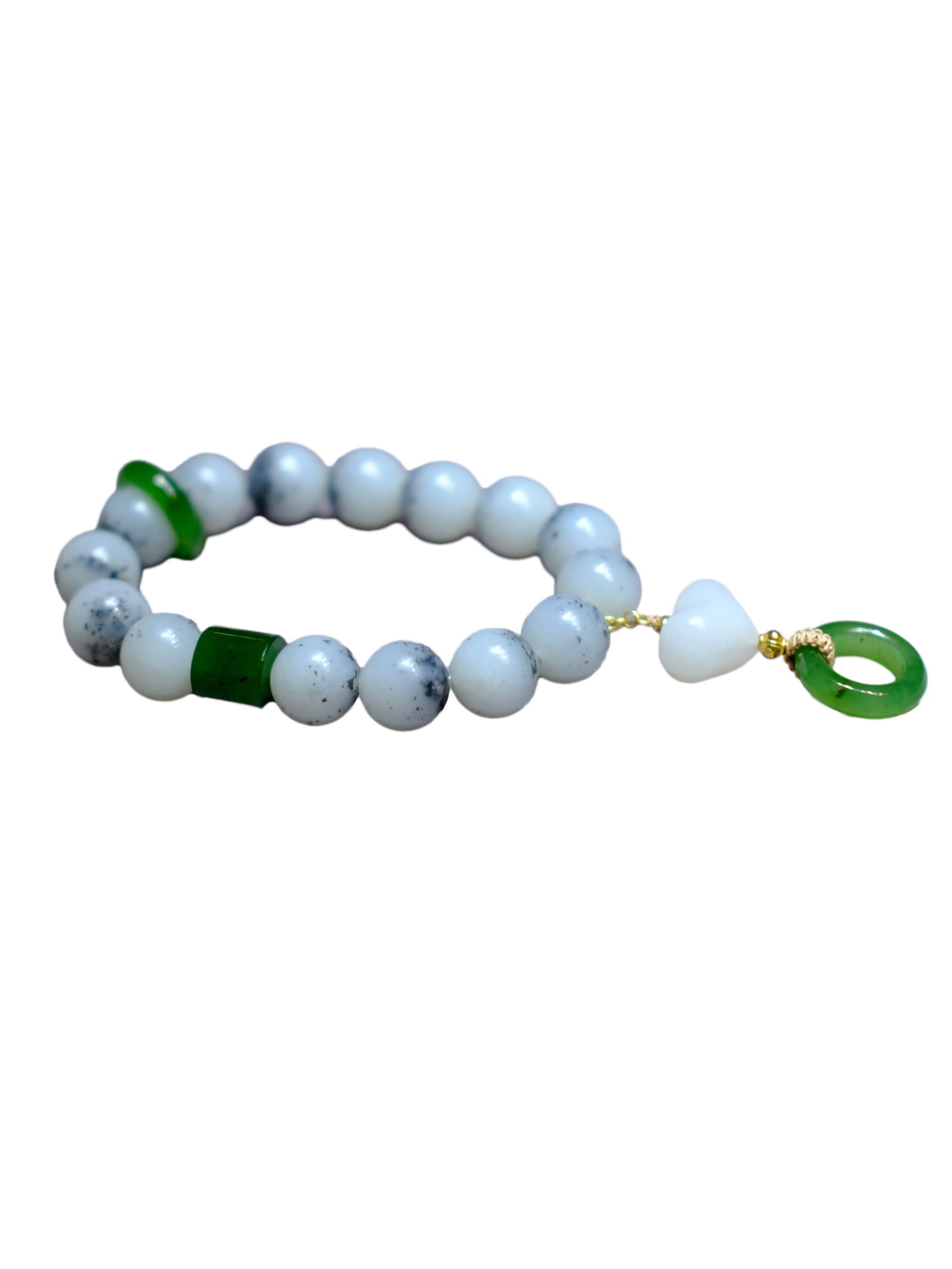 Hand Woven Blue and White Jade & Green Hetian Jade Beads Bracelet (1 of 10)