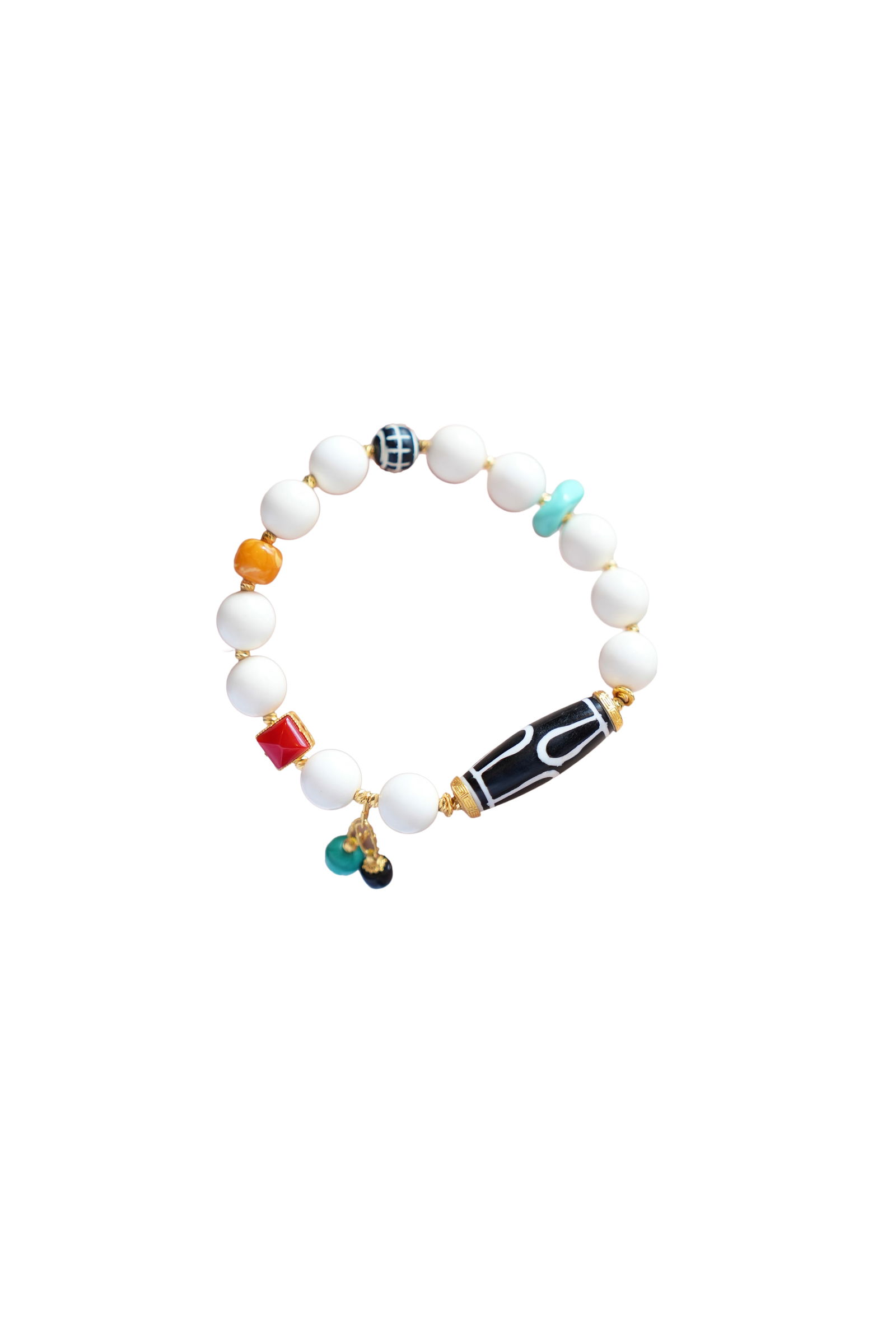 Hand Woven Bone,DZI Agate,Beeswax,Turquoise,Nanhong Agate Beads Bracelet: Hand Woven Bone,DZI Agate,Beeswax,Turquoise,Nanhong Agate Beads BraceletDimension: 10-30 (mm) 0.39-1.18 (inches)