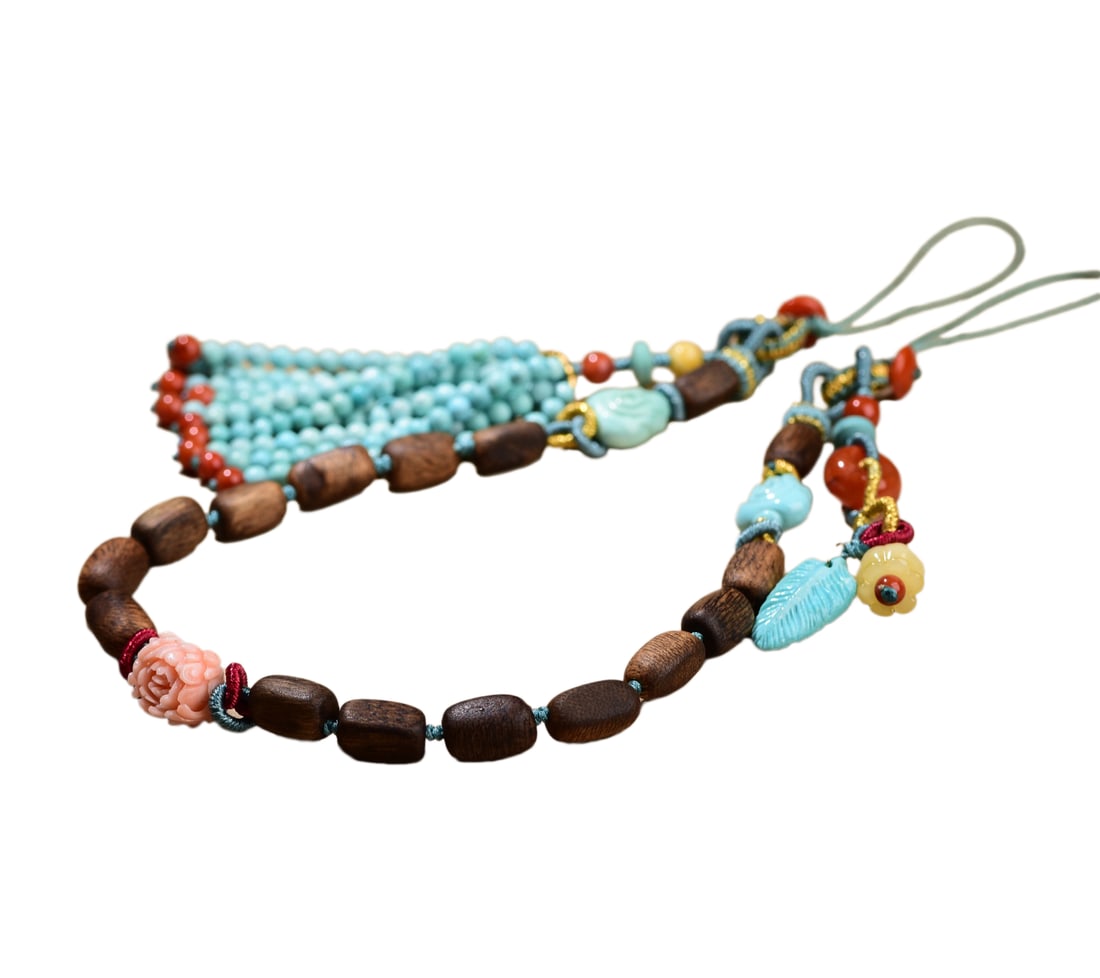 Hand Woven Chenxiang Wood & Turquoise & Agate & Beeswax Beads Bracelet: Hand Woven Chenxiang Wood & Turquoise & Agate & Beeswax Beads BraceletDimension: 11 x 8 x 6 (mm) 0.43 x 0.31 x 0.24 (inches)