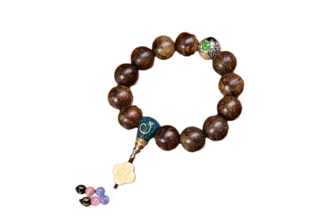 Hand Woven 16mm Chenxiang Wood Beads Bracelet (1 of 7)