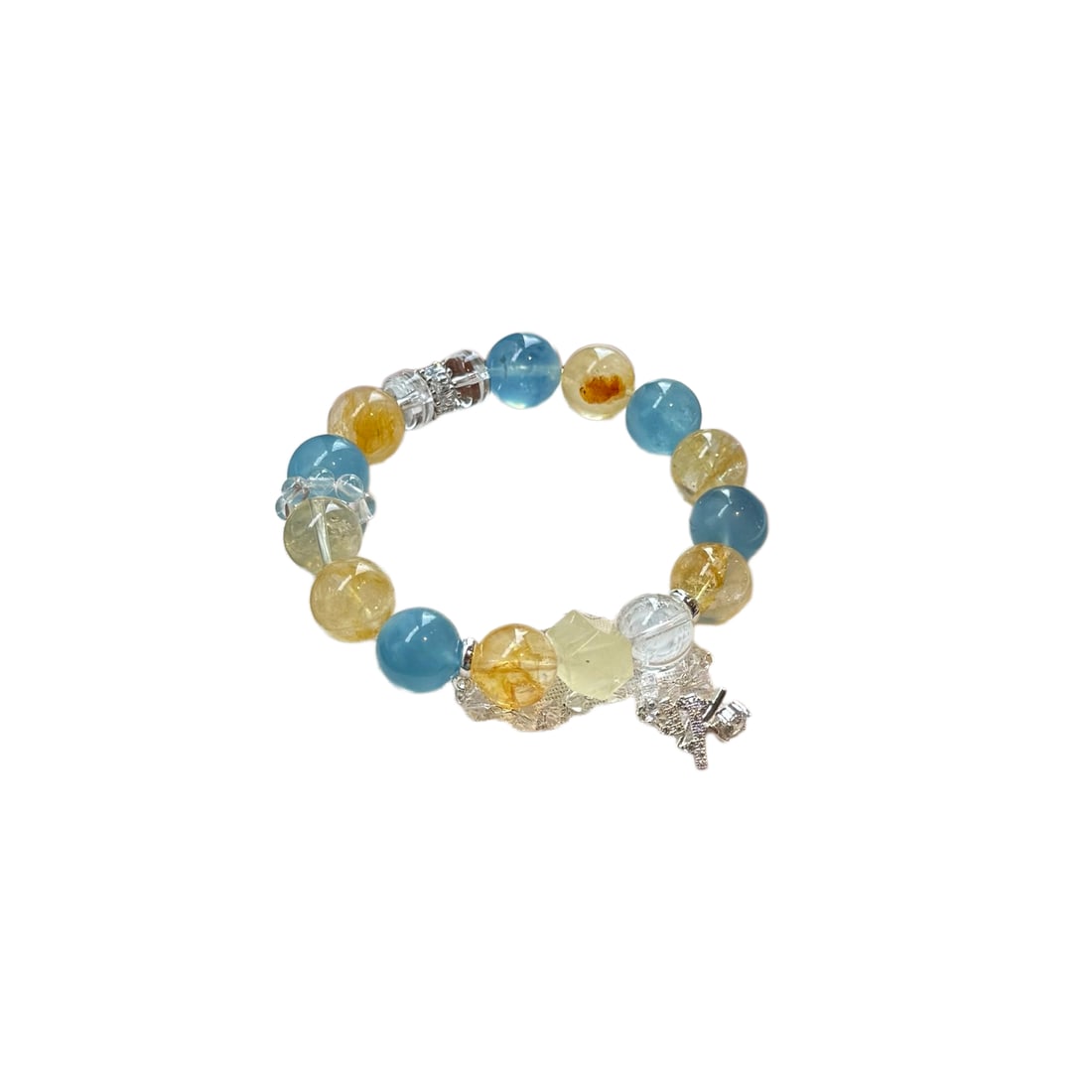 Hand Woven Aquamarine & Crystal Beads Bracelet: Hand Woven Aquamarine & Crystal Beads BraceletDimension: 13 (mm) 0.51 (inches)