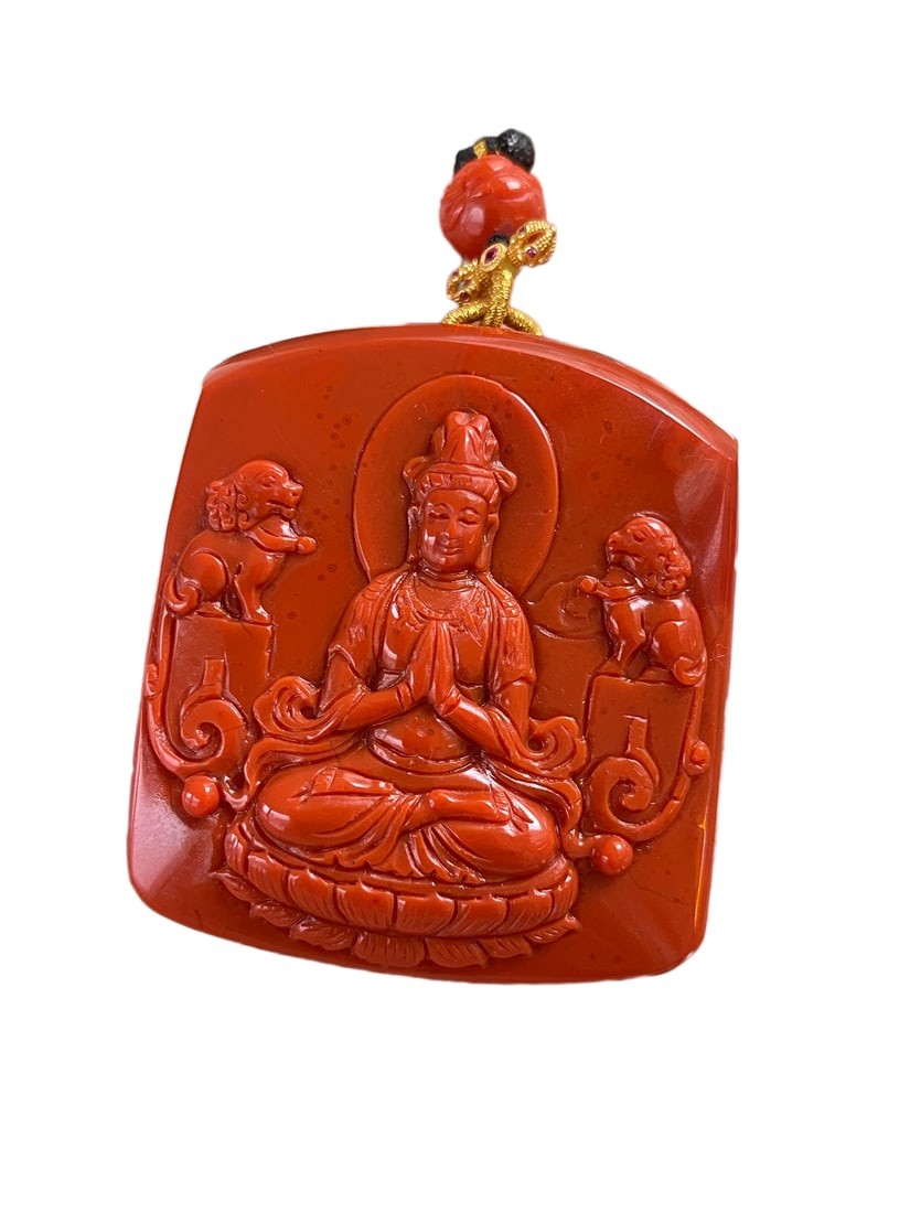 Natural Nanhong Agate Hand-Carved Figure Pendant w Kwan-yin & Hand Woven Necklace: Natural Nanhong Agate Hand-Carved Figure Pendant w Kwan-yin & Hand Woven NecklaceDimension: 62 x 55.6 x 18 (mm) 2.44 x 2.19 x 0.71 (inches) Weight: 0.27 lbs/ 124.51 g