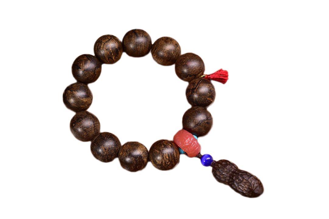 Hand Woven Chenxiang Wood & Agate Beads Bracelet (1 of 7)