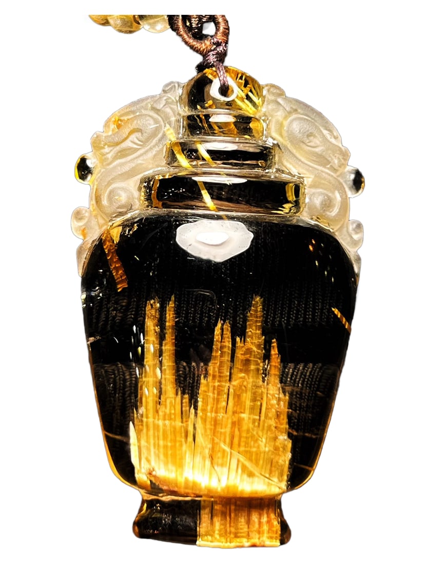 Titanium Crystal Hand-Carved Pendant w Fortune Pixiu: Titanium Crystal Hand-Carved Pendant w Fortune PixiuDimension: 55 x 34 x 15 (mm) 2.16 x 1.34 x 0.59 (inches) Weight: 0.08 lbs/ 39 g