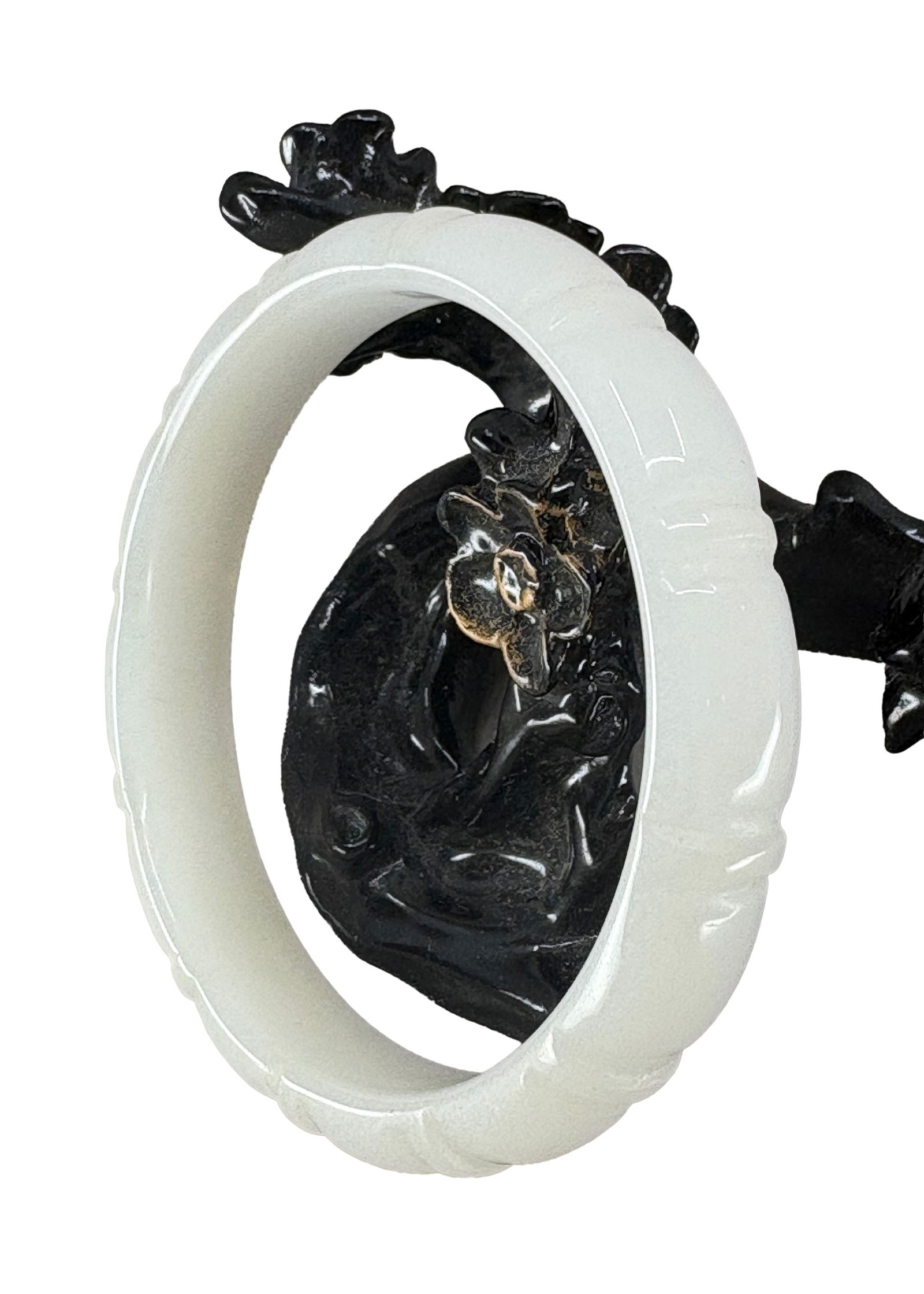 Inside Diameter 58.5mm Hetian Jade Bracelet: Inside Diameter 58.5mm Hetian Jade BraceletInside Diameter: 58.5 (mm) 2.30 (inches)Dimension: 72 x 12 (mm) 2.83 x 0.47 (inches)Weight: 0.07 lbs/ 34.06 g