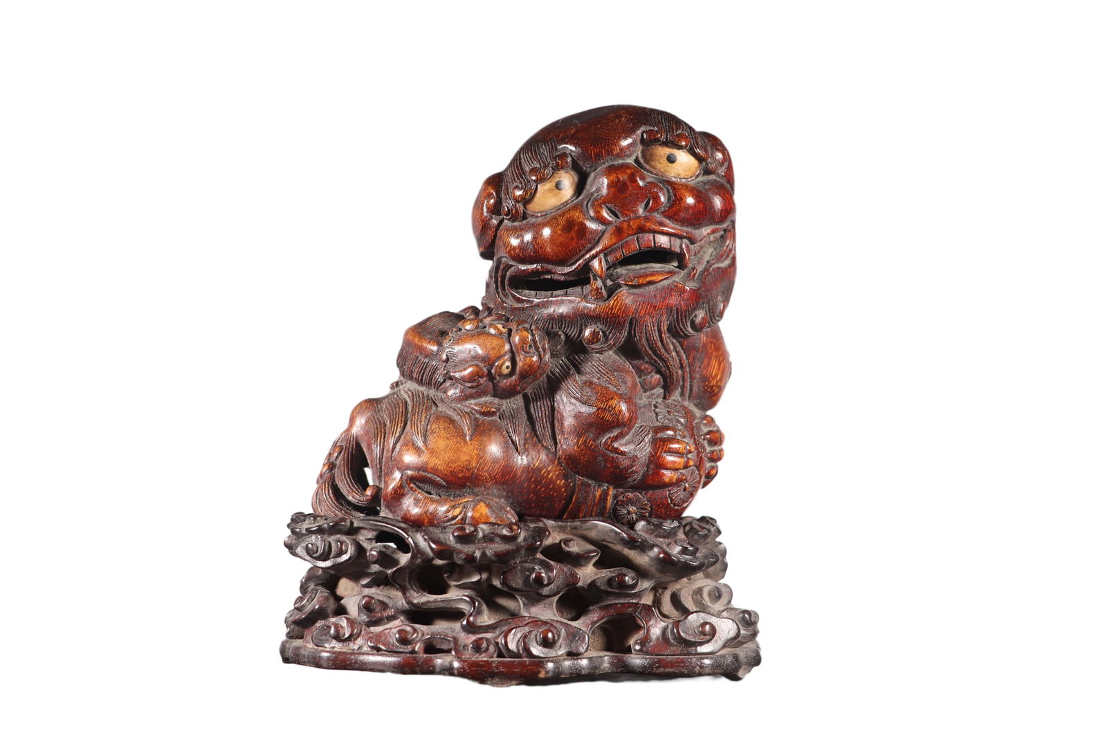 Vintage Bamboo Hand-Carved Statue w Fortune Lion: Vintage Bamboo Hand-Carved Statue w Fortune LionDimension: 210 x 165 x 123 (mm) 8.27 x 6.50 x 4.84 (inches) Weight: 0.11 lbs/ 48.4 g