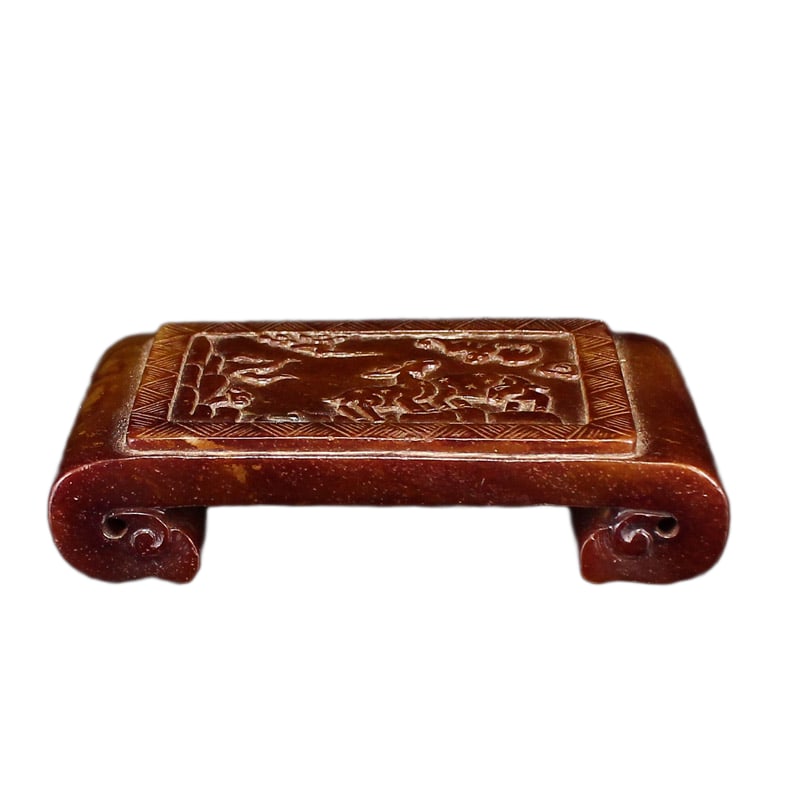 Vintage Hetian Jade Hand-Carved Statue w Ink Rest: Vintage Hetian Jade Hand-Carved Statue w Ink RestDimension: 90 x 49 x 22 (mm) 3.54 x 1.93 x 0.87 (inches) Weight: 0.35 lbs/ 158 g