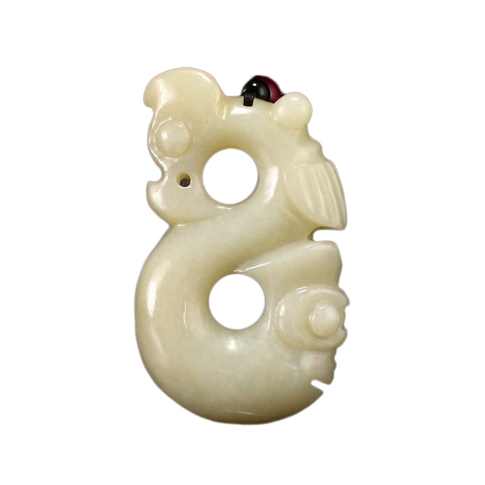 Natural Hetian Jade Hand-Carved Pendant w Dragon: Natural Hetian Jade Hand-Carved Pendant w DragonDimension: 45 x 40 x 17 (mm) 1.77 x 1.57 x 0.67 (inches) Weight: 0.16 lbs/ 71 g