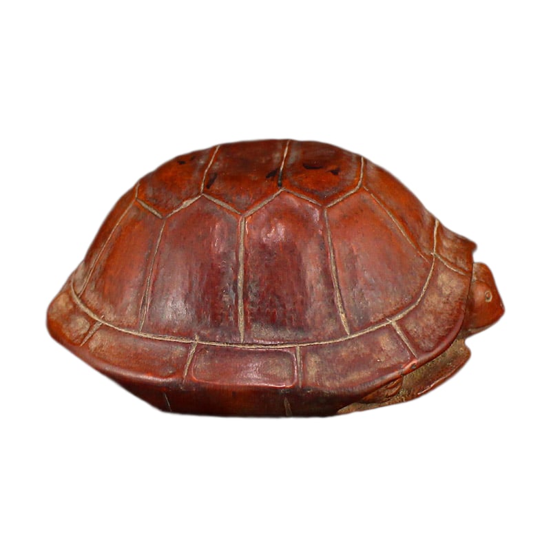 Vintage Bamboo Hand-Carved Statue Long Life Turtle (1 of 8)