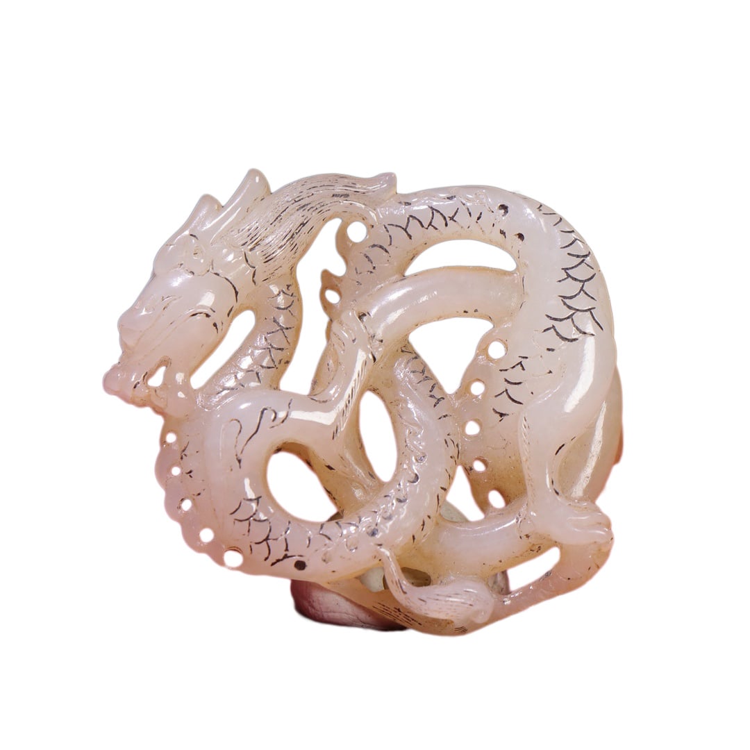 Vintage Hetian Jade Hand-Carved Pendant w Fortune Dragon: Vintage Hetian Jade Hand-Carved Pendant w Fortune DragonDimension: 48 x 40 x 11 (mm) 1.89 x 1.57 x 0.43 (inches) Weight: 0.05 lbs/ 24 g