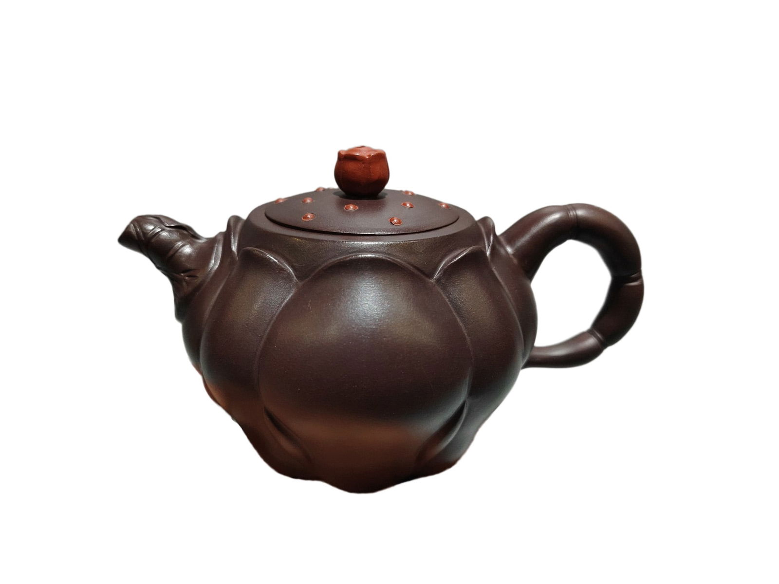 Vintage Yixing Zisha Clay Teapot w Lotus Pod: Vintage Yixing Zisha Clay Teapot w Lotus PodDimension: 160 x 100 (mm) 6.30 x 3.94 (inches) Capacity: 300 ml