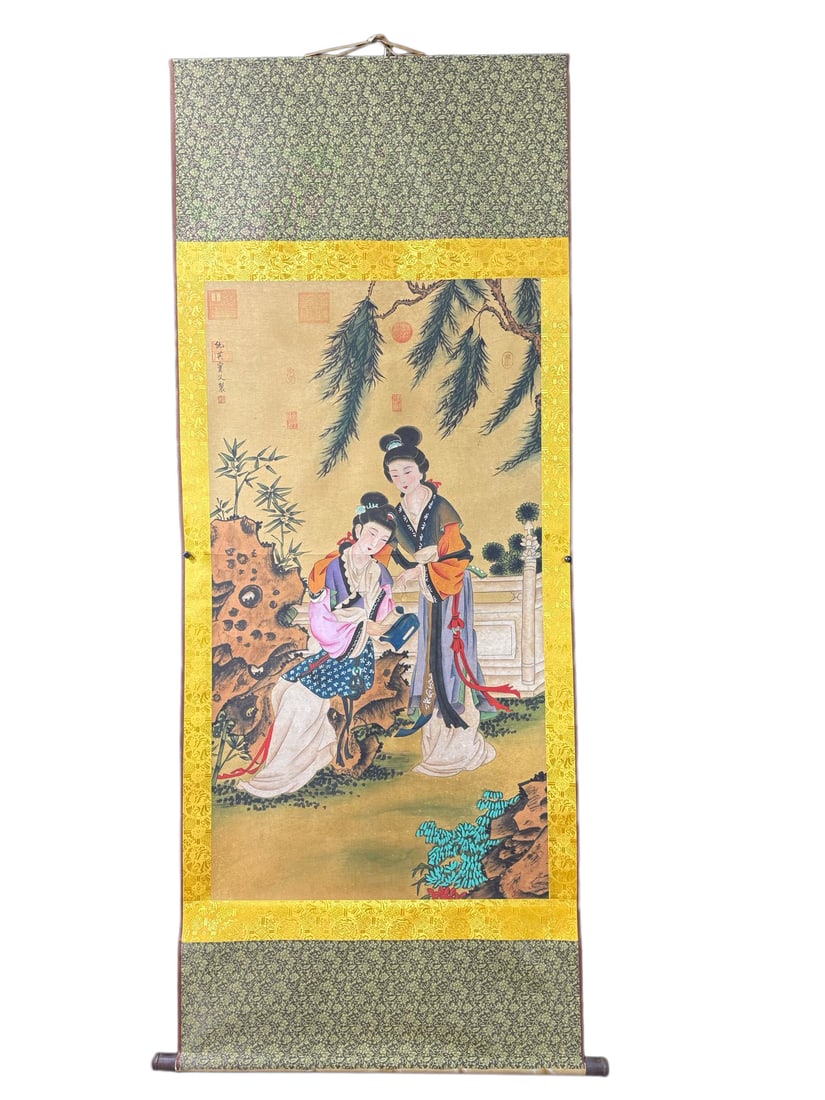 Watercolour On Silk Beautiful Woman Design Painting - Qiu Ying: Watercolour On Silk Beautiful Woman Design Painting - Qiu YingDimension: 2000 x 800 (mm) 78.74 x 31.50 (inches) Dimension: 1240 x 650 (mm) 48.82 x 25.59 (inches)