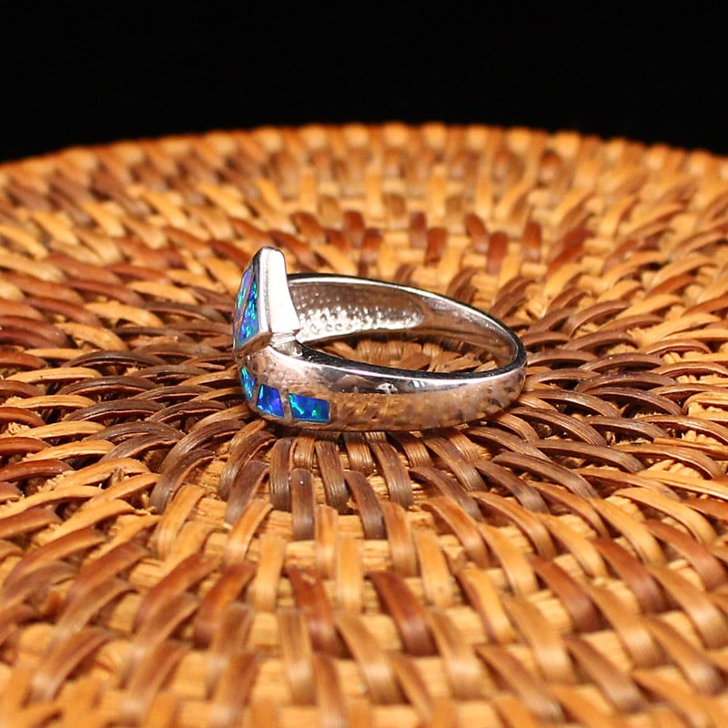 Pure Silver Inlay Gem Ring - 3