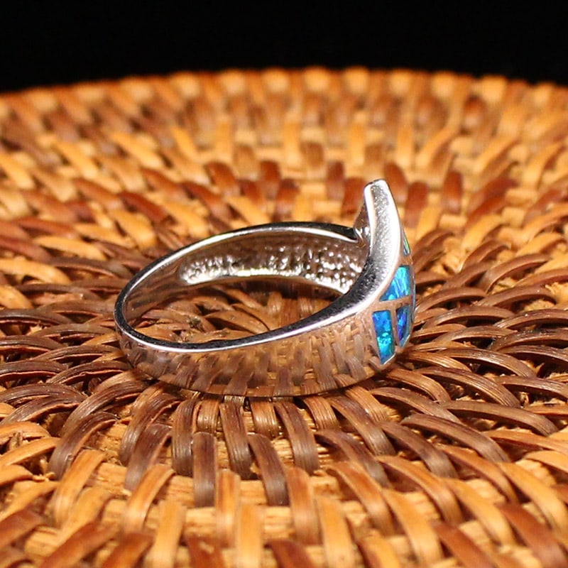 Pure Silver Inlay Gem Ring - 4