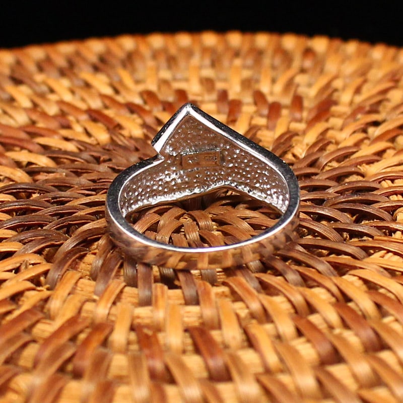Pure Silver Inlay Gem Ring - 5