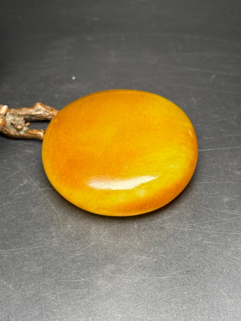 Hetian Jade Original Stone Hand-Carved Pendant w Mountain River Scene - 7