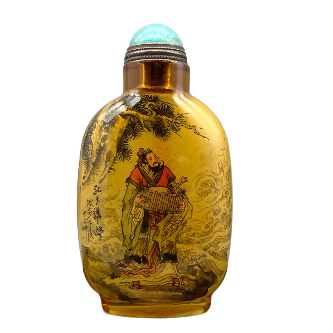 Yellow Peking Glass Inside Painting Confucius Figure Design Snuff Bottle: Yellow Peking Glass Inside Painting Confucius Figure Design Snuff Bottle Dimension: 93 x 52 x 28 (mm)3.66 x 2.05 x 1.10 (inches) Weight: 0.19 lbs/ 85 g