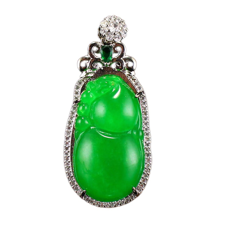 Natural Green Jade Hand-Carved Pendant w Gourd: Natural Green Jade Hand-Carved Pendant w GourdDimension: 53 x 28 x 13 (mm) 2.09 x 1.10 x 0.51 (inches) Weight: 0.06 lbs/ 26 g