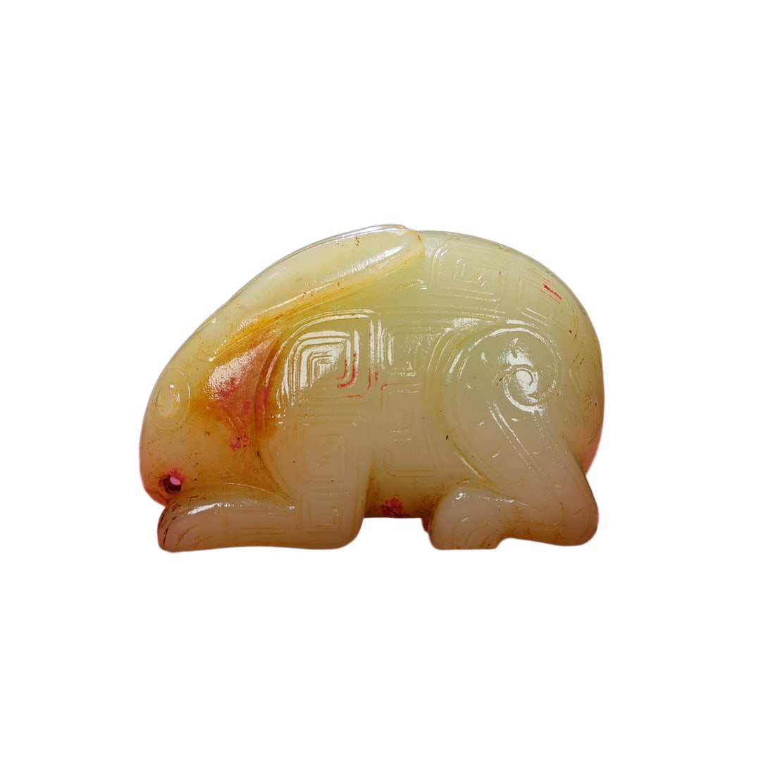 Natural Hetian Jade Hand-Carved Pendant w Rabbit: Natural Hetian Jade Hand-Carved Pendant w RabbitDimension: 55 x 37 x 25 (mm) 2.16 x 1.46 x 0.98 (inches) Weight: 0.21 lbs/ 95 g