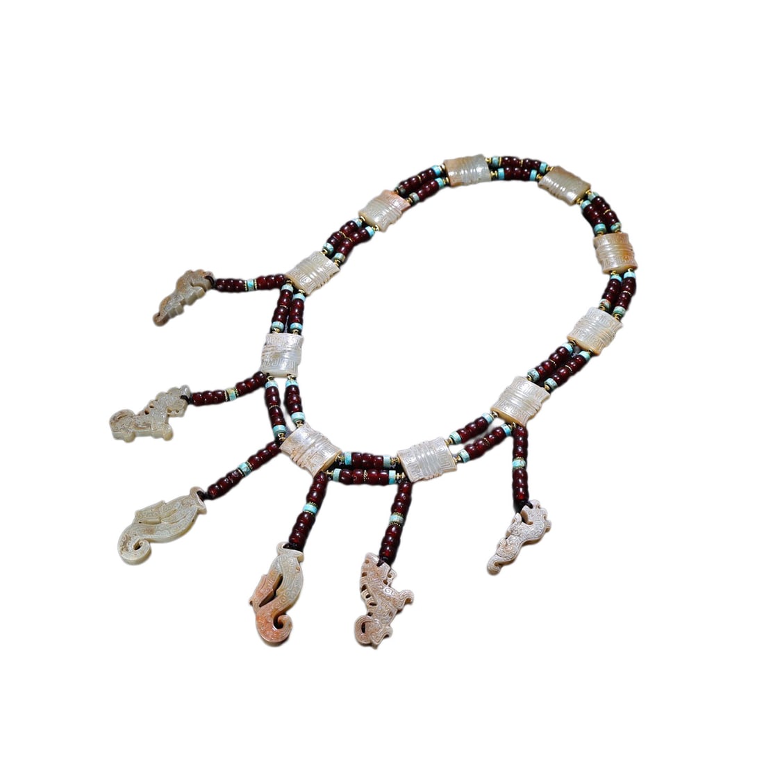 Vintage Hetian Jade Hand-Carved Necklace w Fortune Beast: Vintage Hetian Jade Hand-Carved Necklace w Fortune BeastDimension: 47 x 21 x 6 (mm) 1.85 x 0.83 x 0.24 (inches) Dimension: 41 x 24 x 7 (mm) 1.61 x 0.94 x 0.27 (inches) Dimension: 42 x 16 x 7 (mm) 1.65