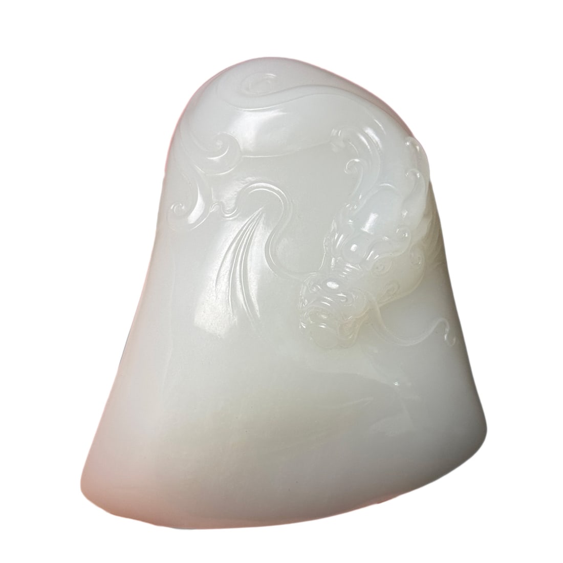 Natural White Hetian Jade Hand-Carved Statue w Fortune Dragon & Axe: Natural White Hetian Jade Hand-Carved Statue w Fortune Dragon & AxeDimension: 115 x 94 x 31 (mm) 4.53 x 3.70 x 1.22 (inches) Weight: 0.88 lbs/ 399 g