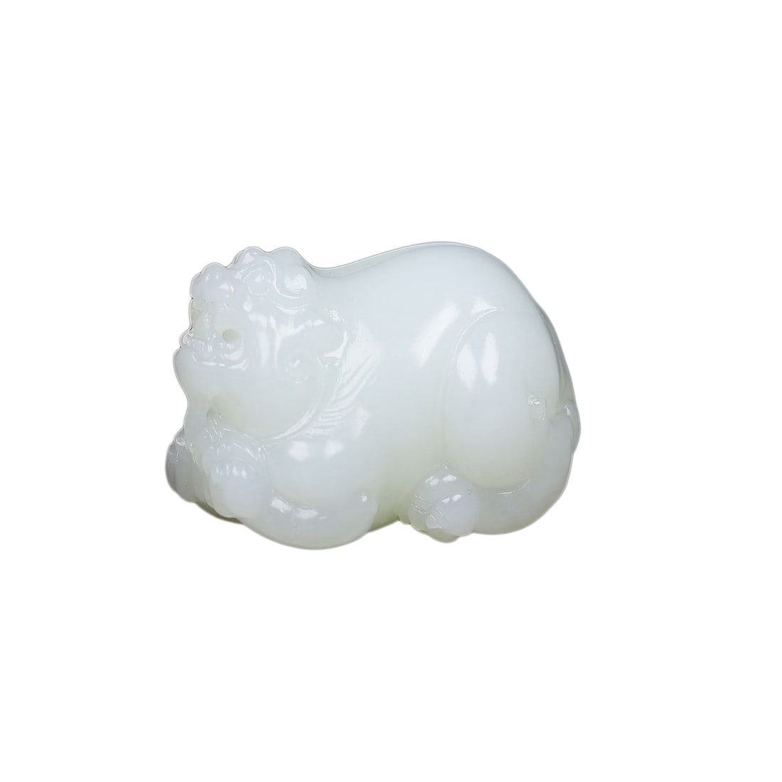 Natural White Hetian Jade Hand-Carved Pendant w Fortune Pixiu (1 of 7)
