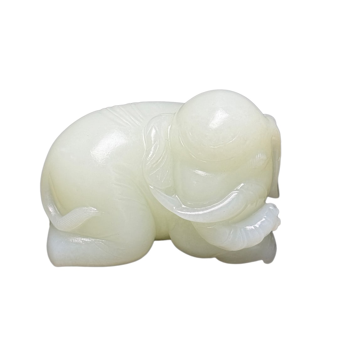 Natural White Hetian Jade Hand-Carved Pendant w Elephant (1 of 10)