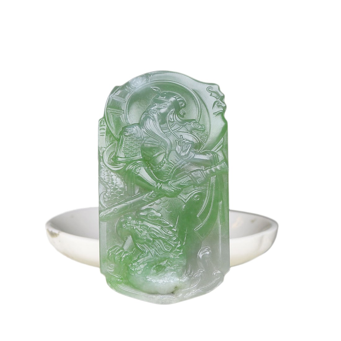 Natural Hetian Jade Hand-Carved Pendant w General Guangong (1 of 7)