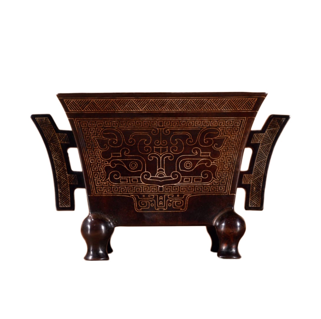 Vintage Copper Inlay Silver Wires Double Ear Incense Burner (1 of 10)