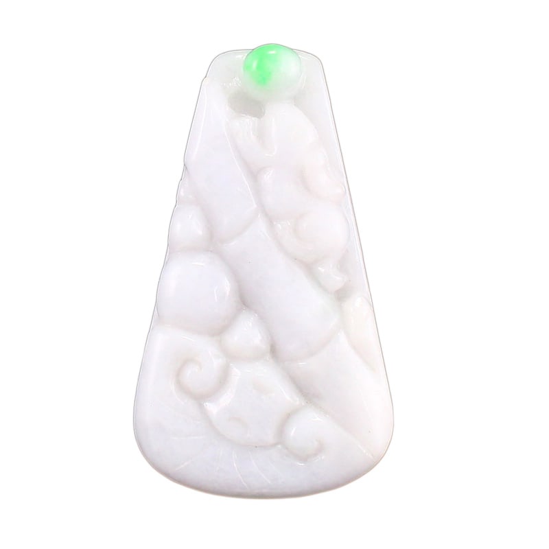 Jadeite Hand-Carved Ruyi Pendant: Jadeite Hand-Carved Ruyi Pendant Dimension: 68 x 38 x 9 (mm) 2.68 x 1.50 x 0.35 (inches) Weight: 0.11 lbs/ 49 g