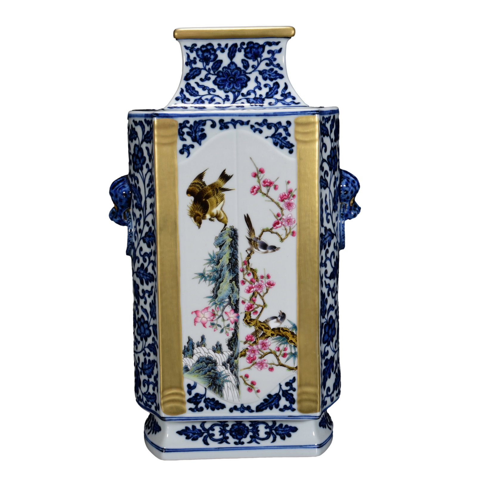 Porcelain Vase Famille Rose + Blue And White Porcelain w Plum Flower & Magpie,Qing Dynasty QianLong (1 of 10)
