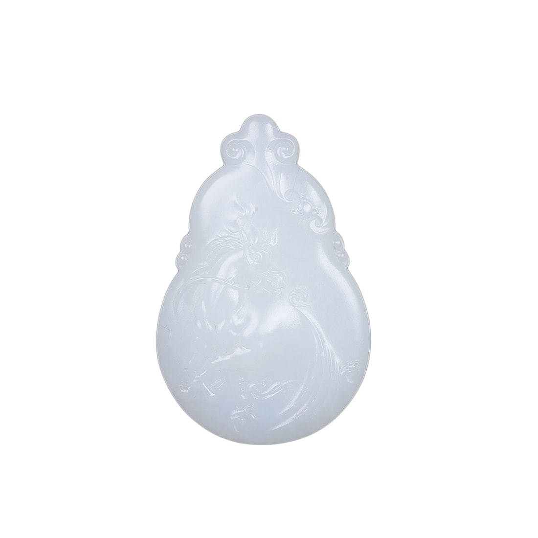 Natural White Hetian Jade Hand-Carved Pendant w Fortune Horse (1 of 7)