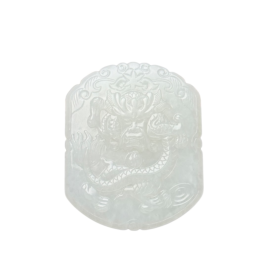 Natural White Hetian Jade Hand-Carved Belt Buckle w Fortune Dragon: Natural White Hetian Jade Hand-Carved Belt Buckle w Fortune DragonDimension: 55 x 44 x 15 (mm) 2.16 x 1.73 x 0.59 (inches) Weight: 0.12 lbs/ 57 g