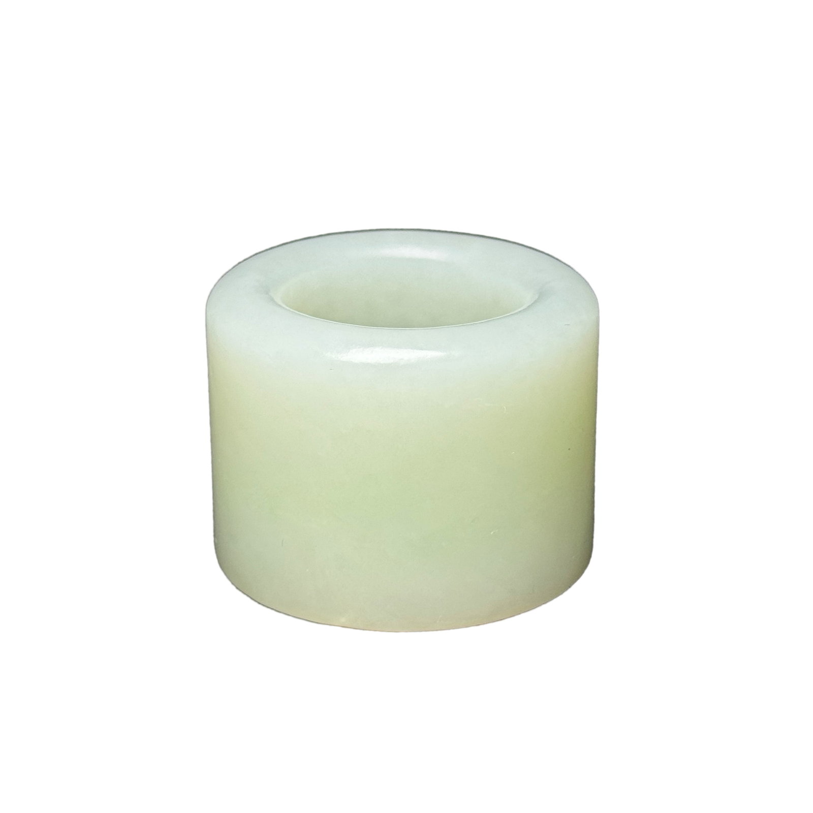 Natural Hetian Jade Thumb Ring: Natural Hetian Jade Thumb RingUS Size: 12Inside Diameter: 24 (mm)0.94 (inches) Dimension: 39 x 30 (mm) 1.53 x 1.18 (inches) Weight: 0.14 lbs/ 64 g