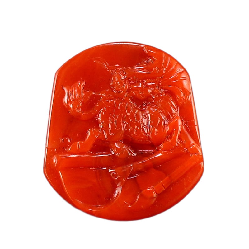 Nanhong Agate Hand-Carved Pendant w Fortune Kylin (1 of 9)