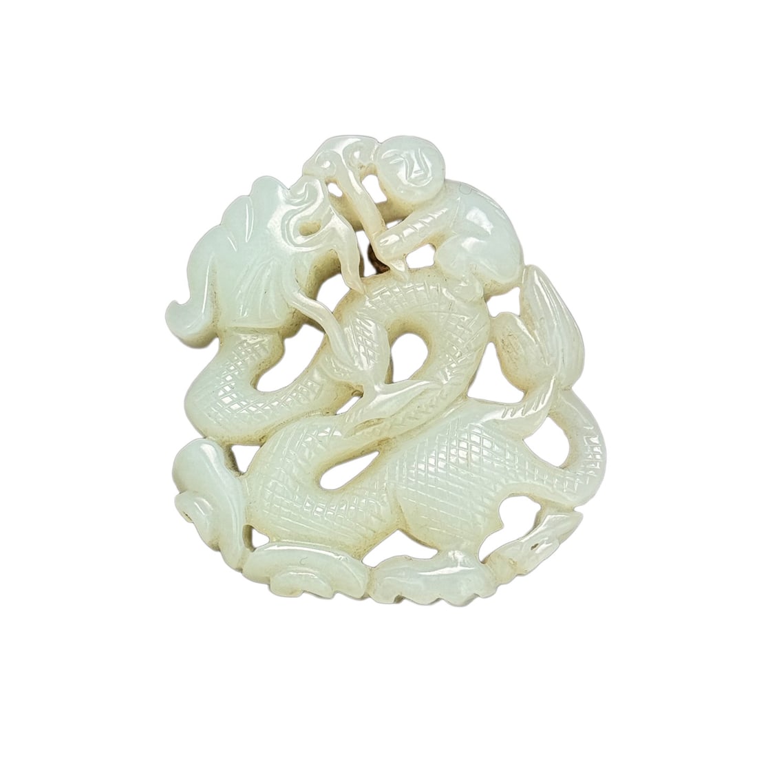 Natural Hetian Jade Hand-Carved Pendant w Fortune Dragon (1 of 10)