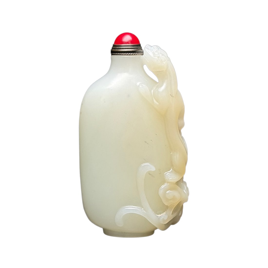 Natural Hetian Jade High Relief Snuff Bottle w Chi Dragon (1 of 10)