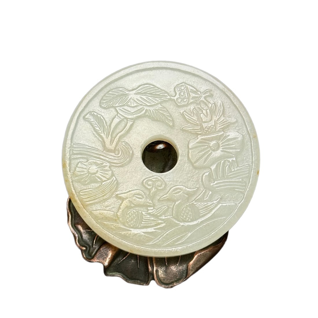 Natural Hetian Jade Hand-Carved Pendant w Mandarin Ducks (1 of 10)