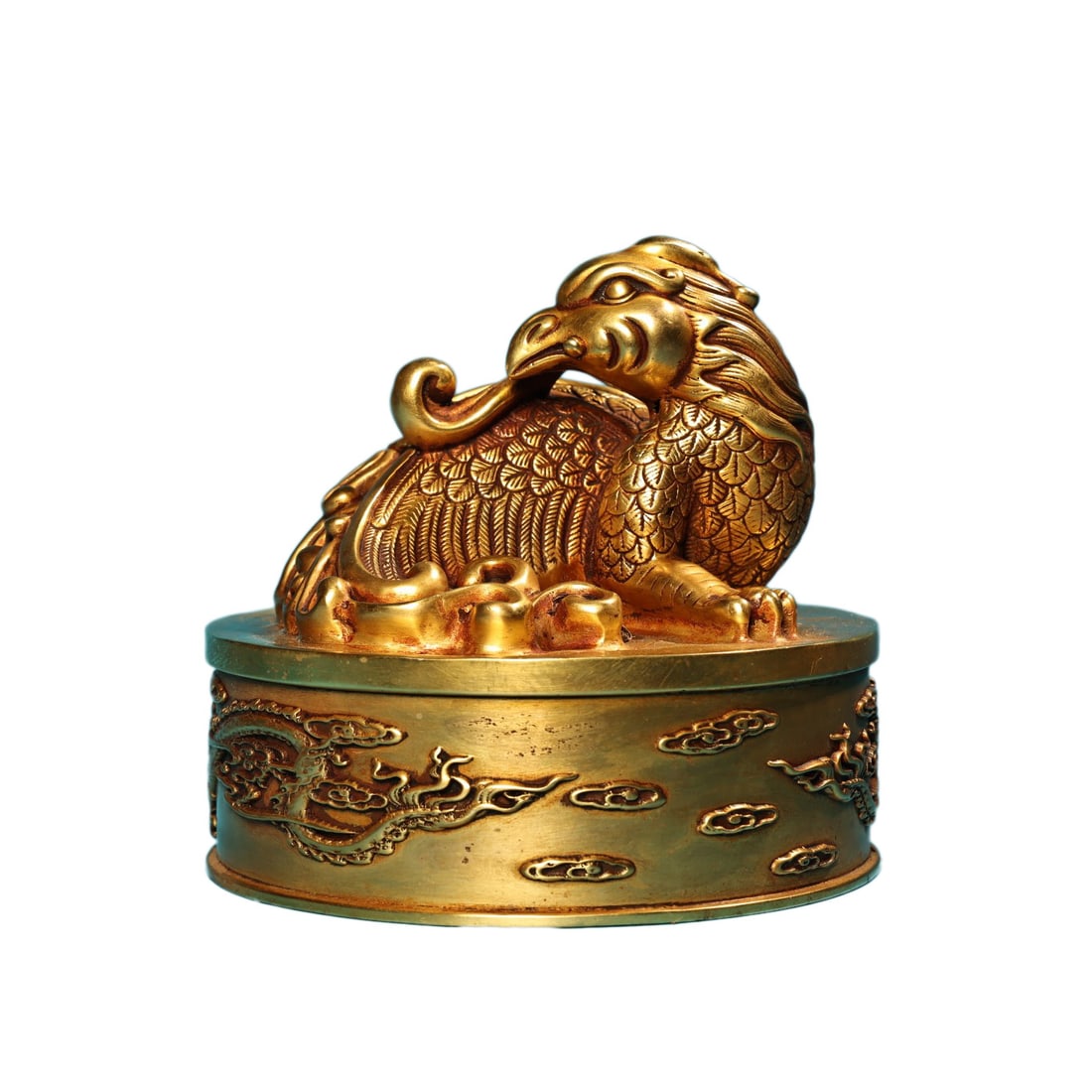 Vintage Gilt Gold Copper Seal w Phoenix (1 of 13)